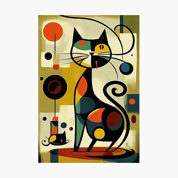 Item preview, Mid Century Colorful Cat 15 Abstract Art Print Painting Wall Decor designed and sold by winterkitty88.