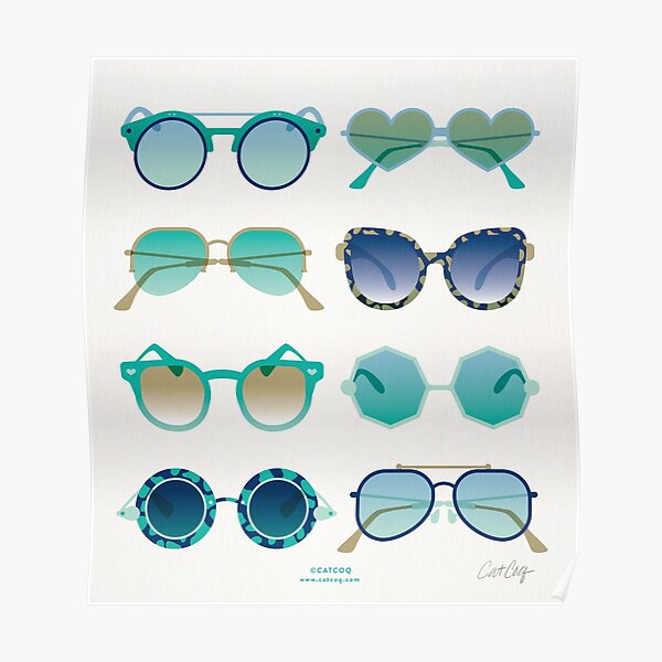 Sunglasses Collection – Turquoise & Navy Palette Poster