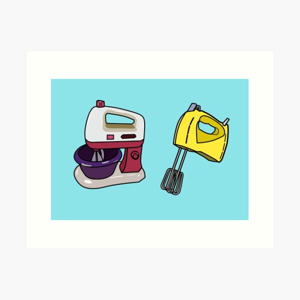 Hand mixer & stand mixer cartoon illustration Art Print for Sale