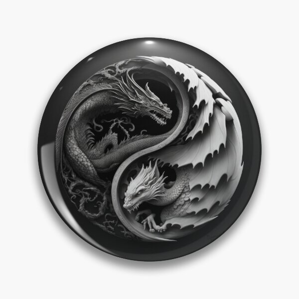 Artikelvorschau, Ying Yang Schwarz-Weiß-Drachen entworfen und verkauft von DamagedNation.