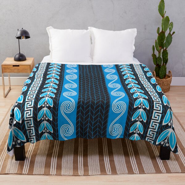 Item preview, Blue Teal and Grey Greek  Pattern designed and sold by k9printart.