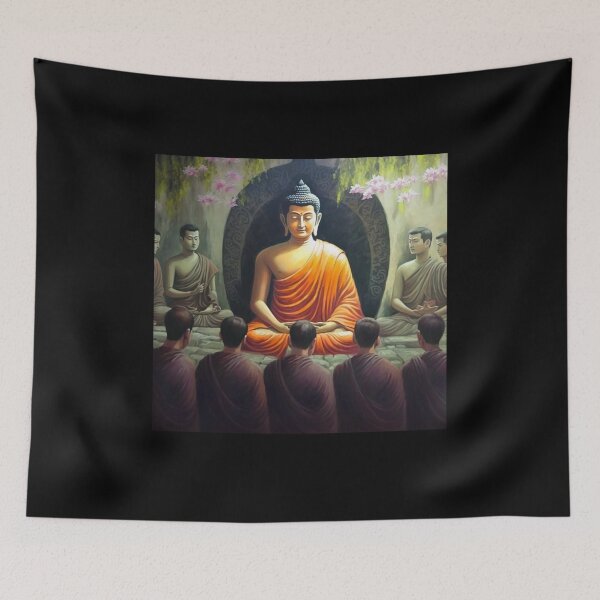 Item preview, Peace & Tranquility Buddha Painting (Meditation Pose with Bhikku Monks) designed and sold by bharuarts.