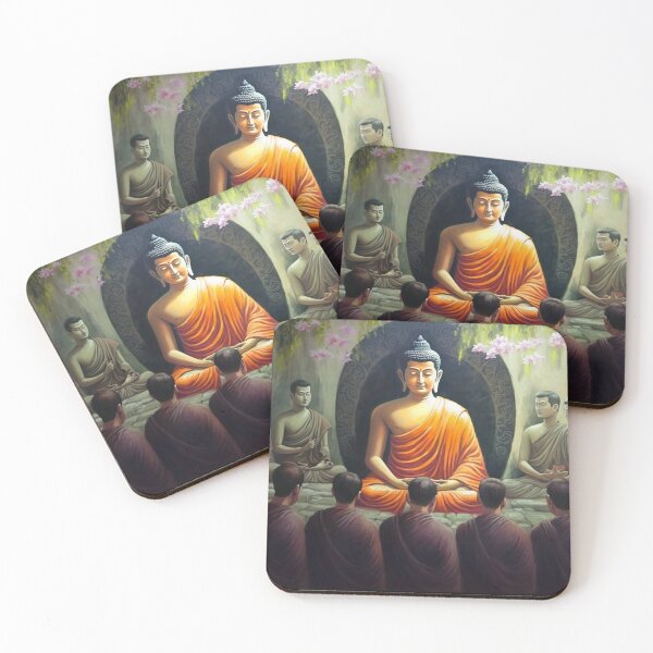 Item preview, Peace & Tranquility Buddha Painting (Meditation Pose with Bhikku Monks) designed and sold by bharuarts.
