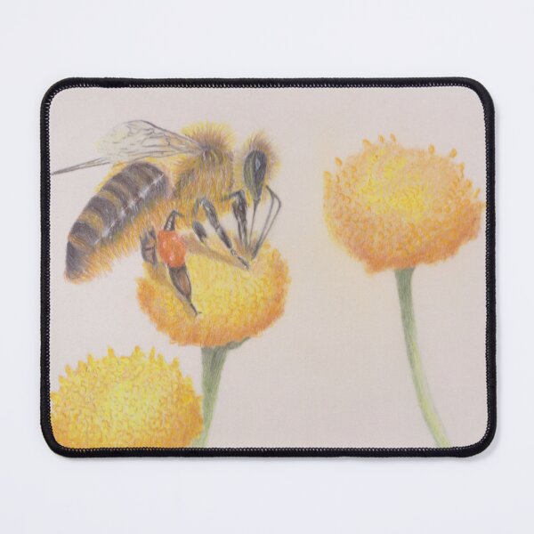 Item preview, bee on yellow button flower designed and sold by Sandra Johnston.
