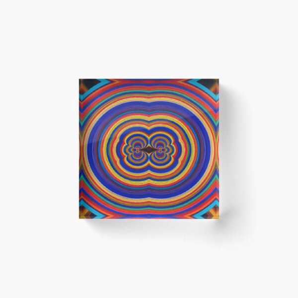 Magic hypnotizing concentric circles creating a sensation of rotation, flight and expansion of consciousness Acrylic Block