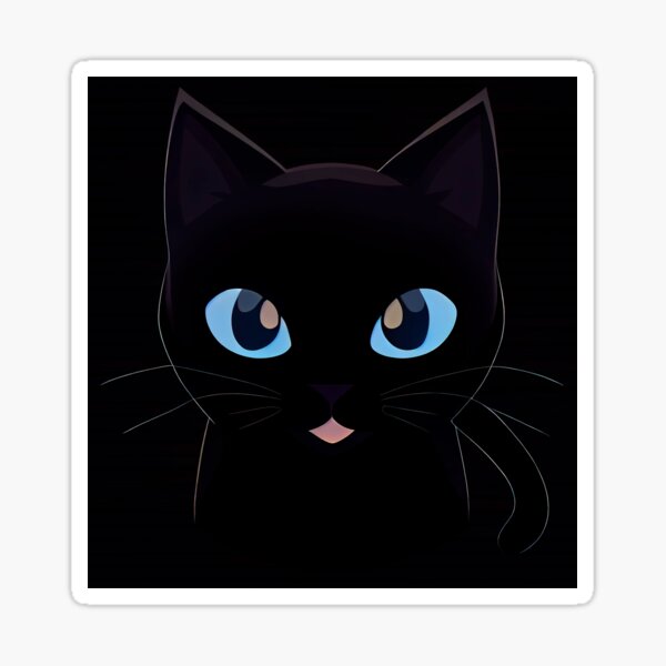 Kawaii Blue-Eyed Black Cat Greetings Chat Stickers Pack 20307361 Vector Art  at Vecteezy
