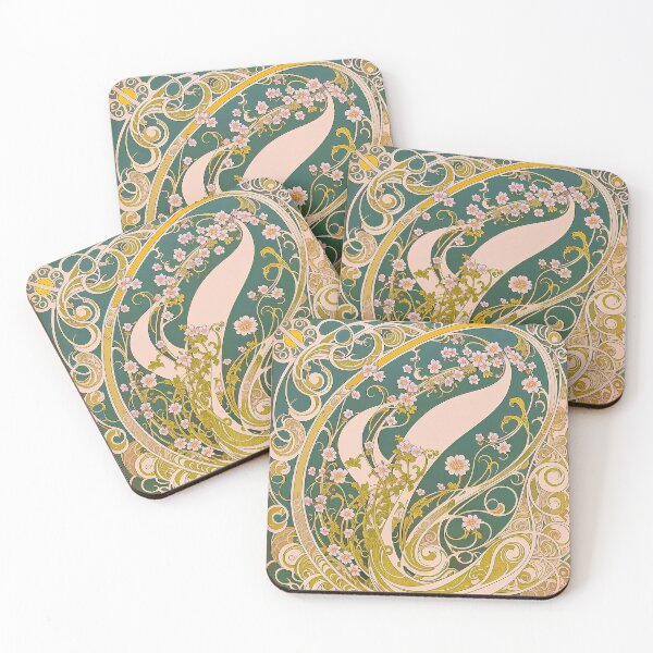 Item preview, Vintage Alphonse Mucha Art Nouveau Floral Whirl designed and sold by entwithanaxe.