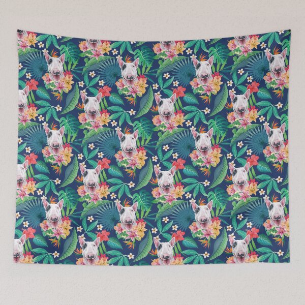 Item preview, Tropical White and Black Bull Terrier designed and sold by lulupetart.