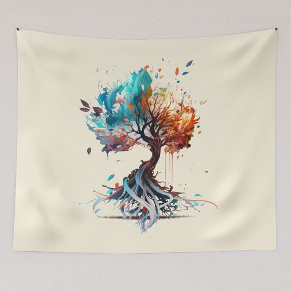 Item preview, Orange and Turquoise Floating Tree designed and sold by Mythic-Dream.