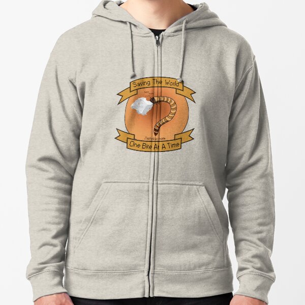 Saving the world with Superworms Zipped Hoodie