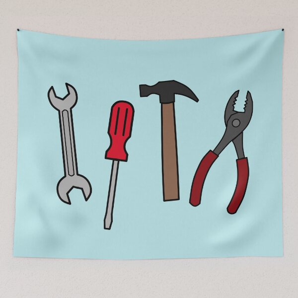Item preview, Carpentry tools cartoon illustration designed and sold by Misscartoon.