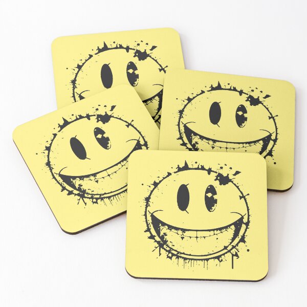 Item preview, Black lined smile face with paint splashes designed and sold by Jarmo Piironen.