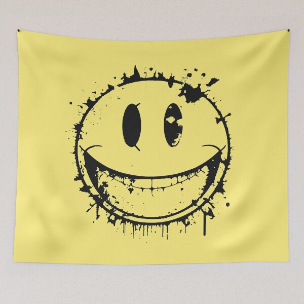 Item preview, Black lined smile face with paint splashes designed and sold by Jarmo Piironen.