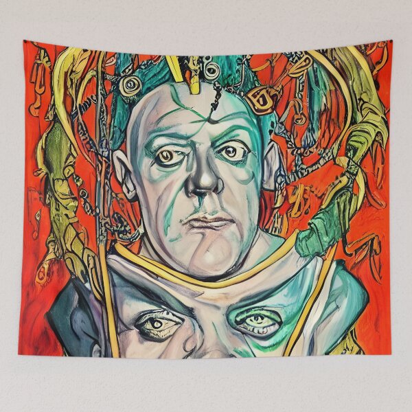 Item preview, Aleister Crowley The Great Beast of Thelema painted in a Surrealist and Impressionist style designed and sold by Ataraxia  Apparel.