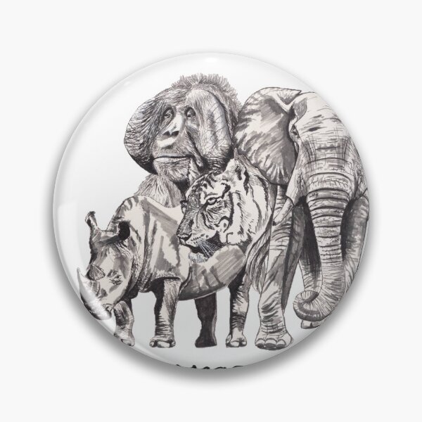 Item preview, Charismatic threatened mega fauna in ink designed and sold by WonderWildSG.