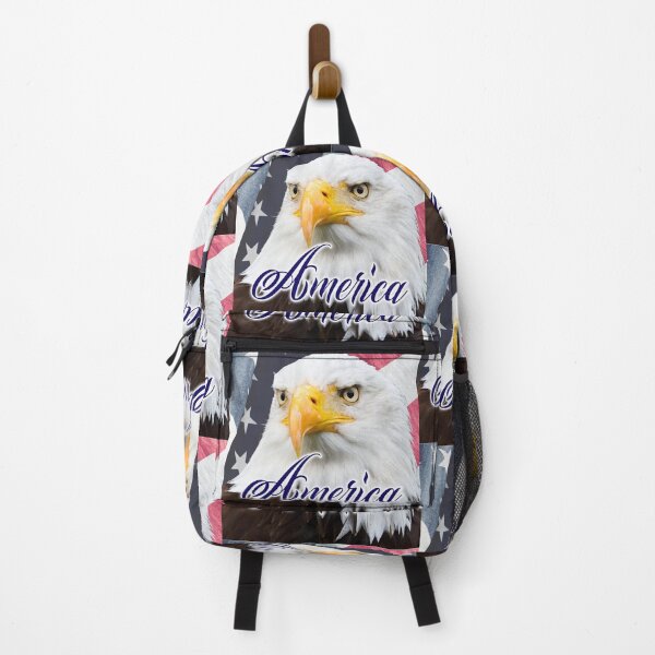 Item preview, "AMERICA" with an American Bald Eagle and an American Flag Background designed and sold by AmericaFreedom.