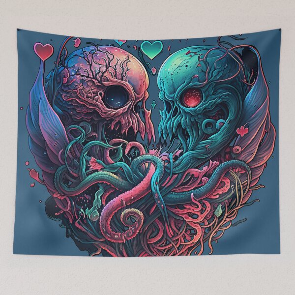Item preview, Doomed kiss Cthulhu heart designed and sold by Arcult-Stickers.