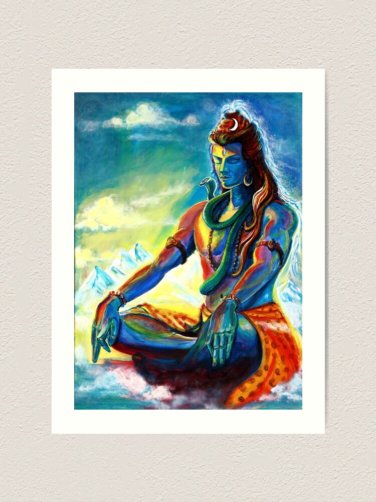 Alternate view of Majestic lord Shiva in Meditation Art Print