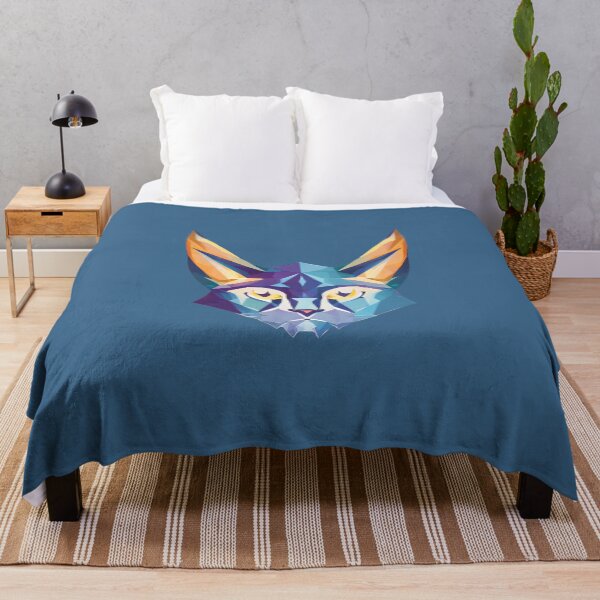Item preview, Geometrical cat with horns orange and blue pleasant colors designed and sold by Goatonfire.