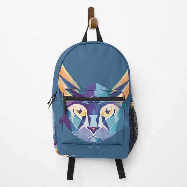 Item preview, Geometrical cat with horns orange and blue pleasant colors designed and sold by Goatonfire.