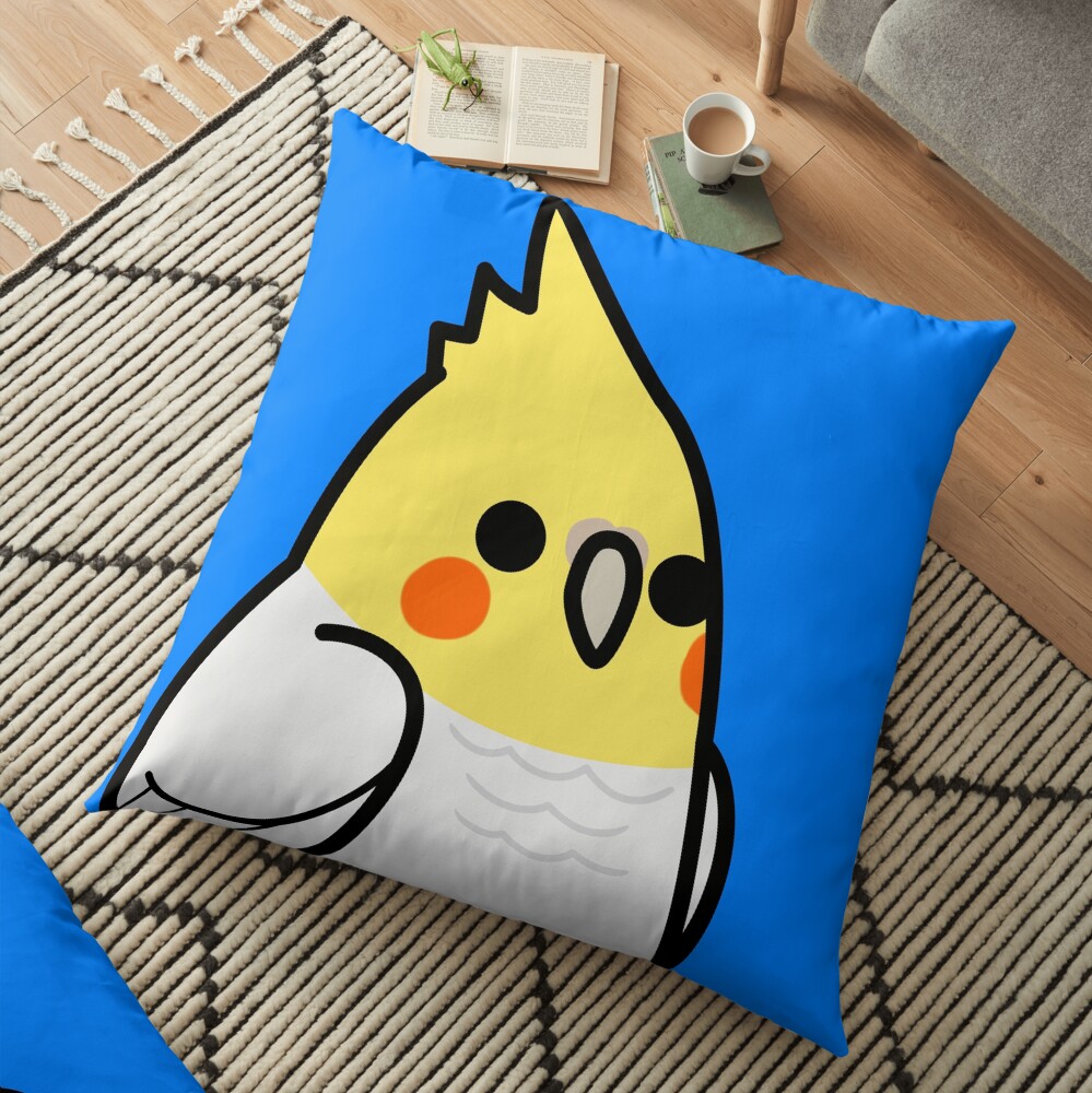 Too Many Birds! - Lutino Cockatiel Floor Pillow