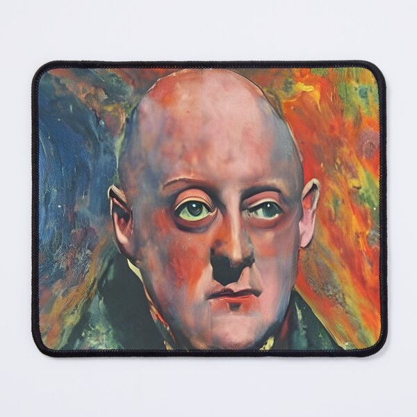 Item preview, Painting of Aleister Crowley The Great Beast of Thelema painted in a Surrealist and Impressionist style designed and sold by Ataraxia Apparel.