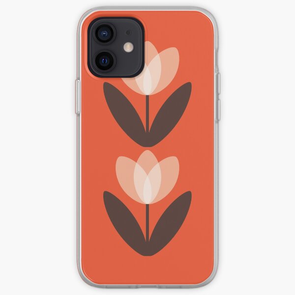 Retro Tulip in Coral Red iPhone Soft Case