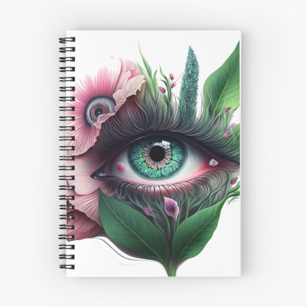Item preview, Hyper realistic Green Eye With Pink Flowers designed and sold by DoodlesnPoodles.