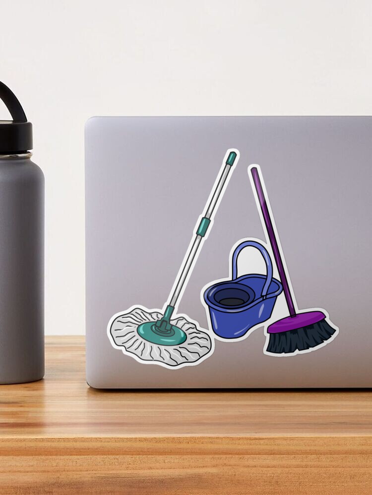 Broom & mop cartoon illustration | Sticker