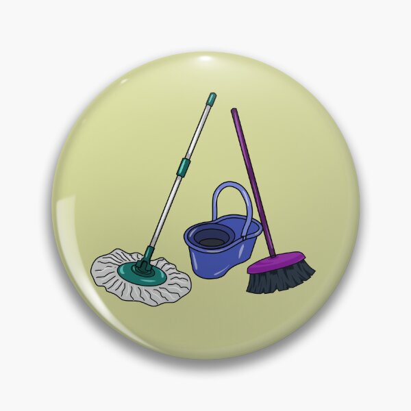 Item preview, Broom & mop cartoon illustration designed and sold by Misscartoon.