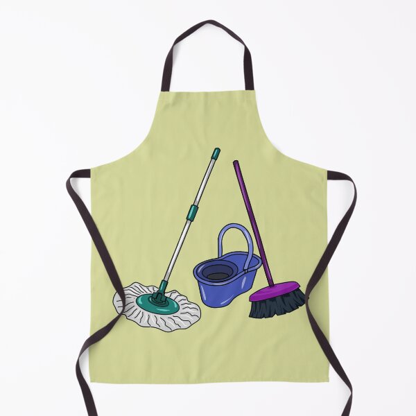 Item preview, Broom & mop cartoon illustration designed and sold by Misscartoon.