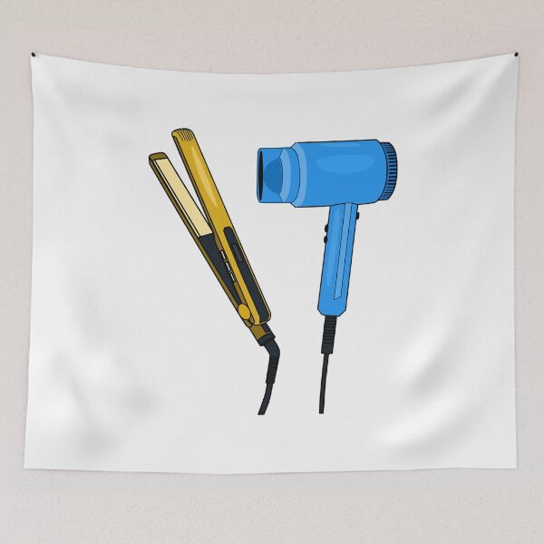 Item preview, Hair dryer & hair straightener illustration designed and sold by Misscartoon.