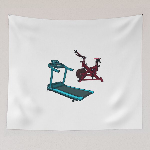 Item preview, Treadmill & spinning bike cartoon illustration designed and sold by Misscartoon.
