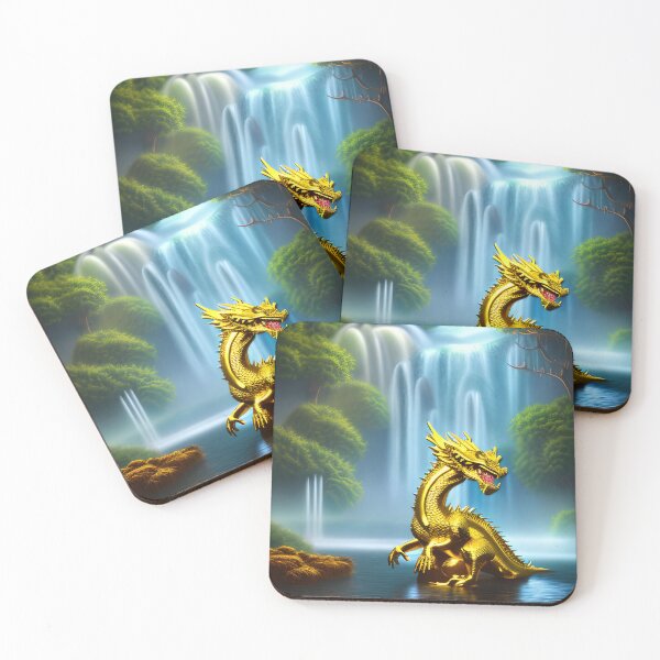 Item preview,  Waterfall with a gold dragon artwork designed and sold by Itzjustlife.