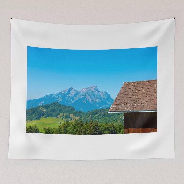 Item preview, Rooftop and Mountain Peak Pilatus with Clear Blue Sky designed and sold by Mats Silvan.