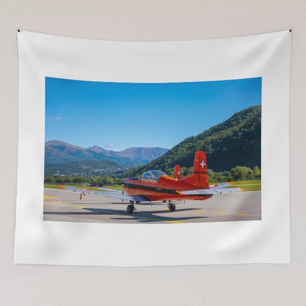 Item preview, Propeller Airplane on Airport with Mountain View in a Sunny Day with Blue Sky designed and sold by Mats Silvan.