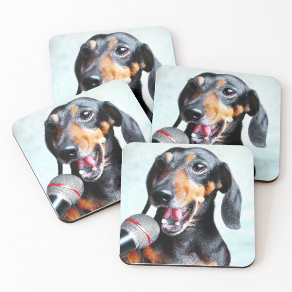 Item preview, Rock Star Dachshund Singing In A Microphone, Dog 18 designed and sold by LesTheArt.