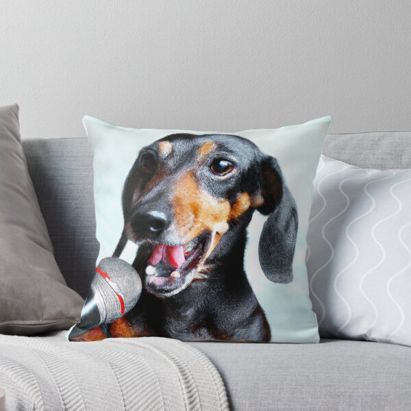 Item preview, Rock Star Dachshund Singing In A Microphone, Dog 18 designed and sold by LesTheArt.