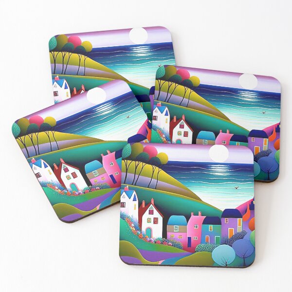 Item preview, Sweet little coastal village painting, little village art designed and sold by Orianah.