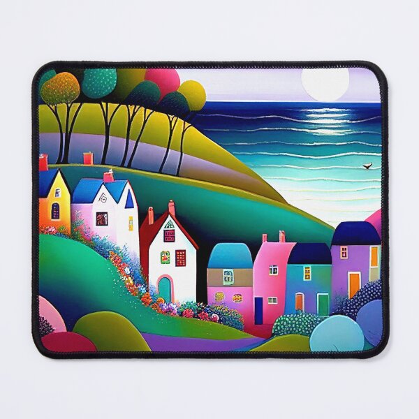 Item preview, Sweet little coastal village painting, little village art designed and sold by Orianah.