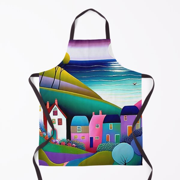 Item preview, Sweet little coastal village painting, little village art designed and sold by Orianah.