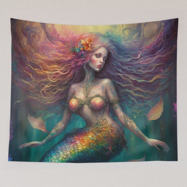 Item preview, Beautiful and Magical Enchanted Rainbow Iridescent Mermaid designed and sold by Dragonstrom.