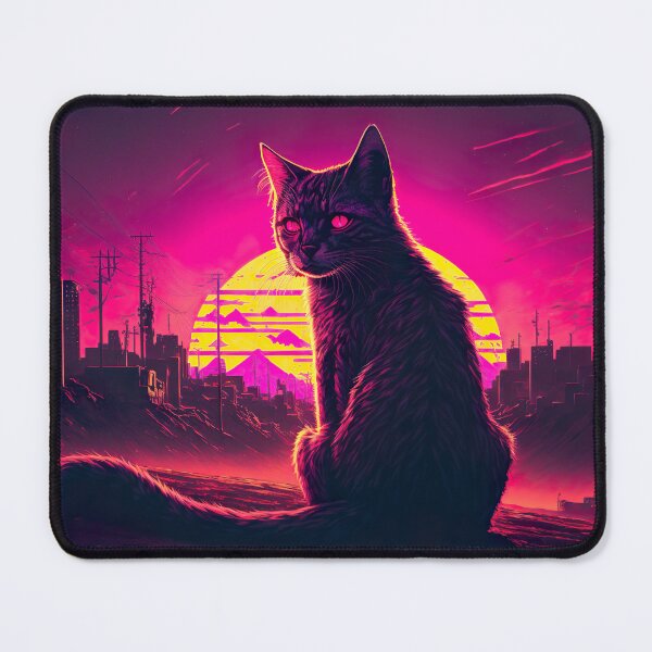 Item preview, Stray Cat Watching Synthwave Sunset In Apocalyptic City designed and sold by Nightarcade.