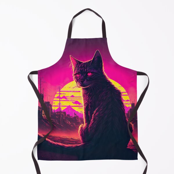 Item preview, Stray Cat Watching Synthwave Sunset In Apocalyptic City designed and sold by Nightarcade.