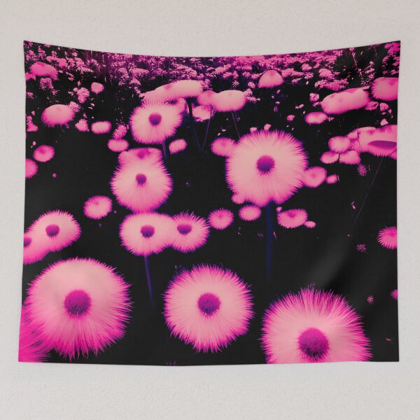 Item preview, Pink Abstract Dandelions At Night designed and sold by asurtiumgreen.