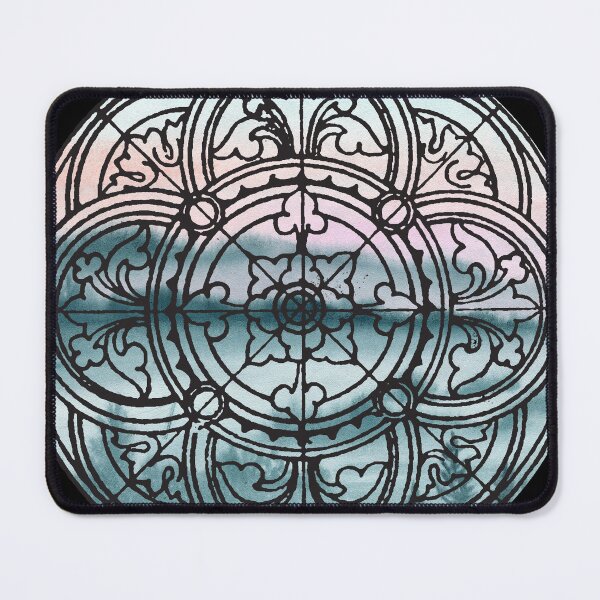 Item preview, Sunrise lake view stained glass rose window design designed and sold by NonPCTruths.