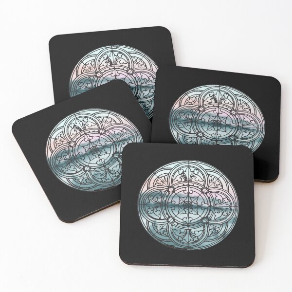 Item preview, Sunrise lake view stained glass rose window design designed and sold by NonPCTruths.