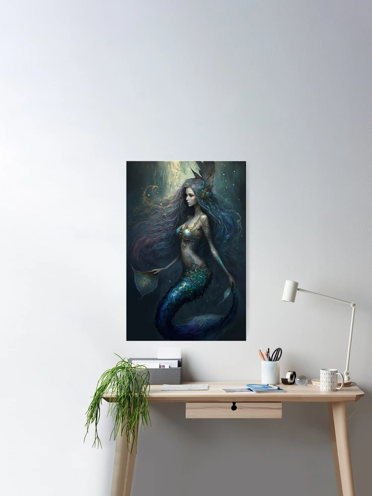Iridescent Blue/Green Mermaid (aka Siren, Neried) with Sparkling