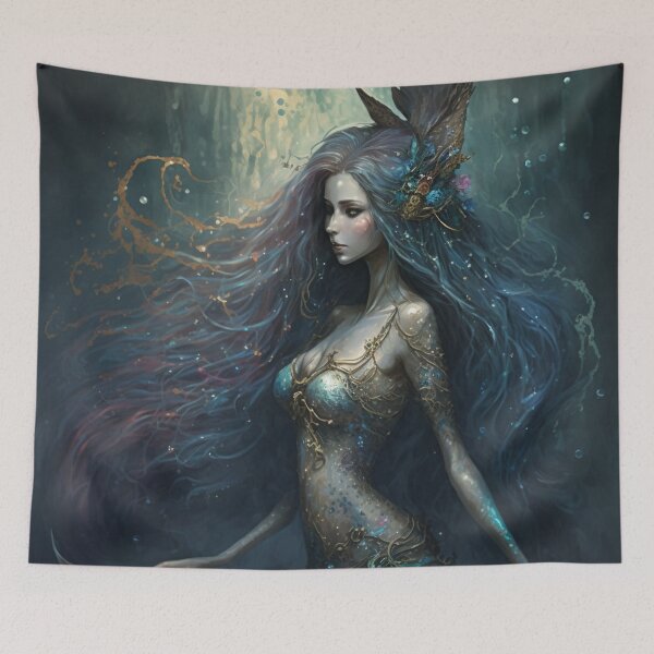 Item preview, Iridescent Blue/Green Mermaid (aka Siren, Neried) with Sparkling Flowing Hair designed and sold by Dragonstrom.
