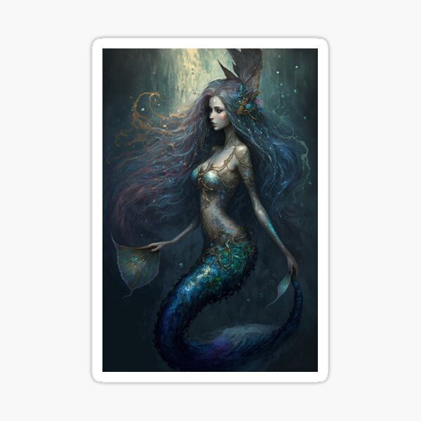 Iridescent Green Mermaid (aka Siren, Neried) with Sparkling